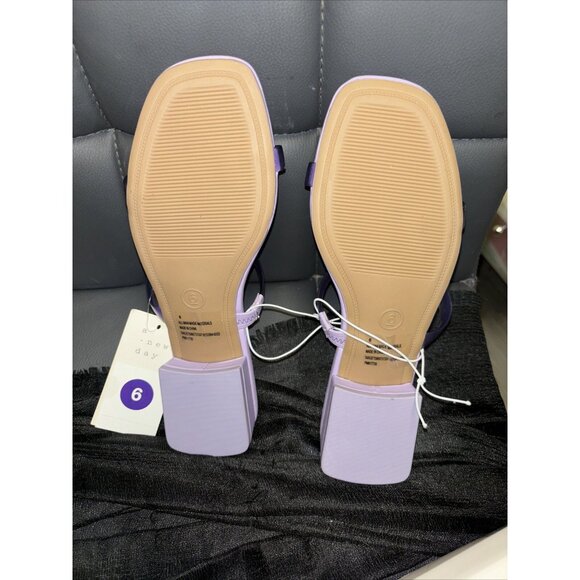 Women's Sz 6 Slip On Sandals Purple Slides Lavender A New Day Block 1” Heel NWT - Picture 5 of 7